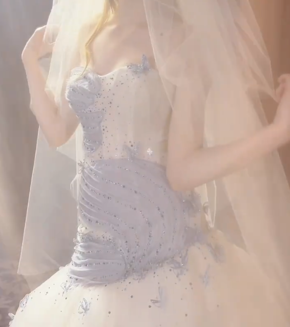 Glittering Strapless Appliques Wedding Dress Sequins Tulle Mermaid Bridal Dress GG7298