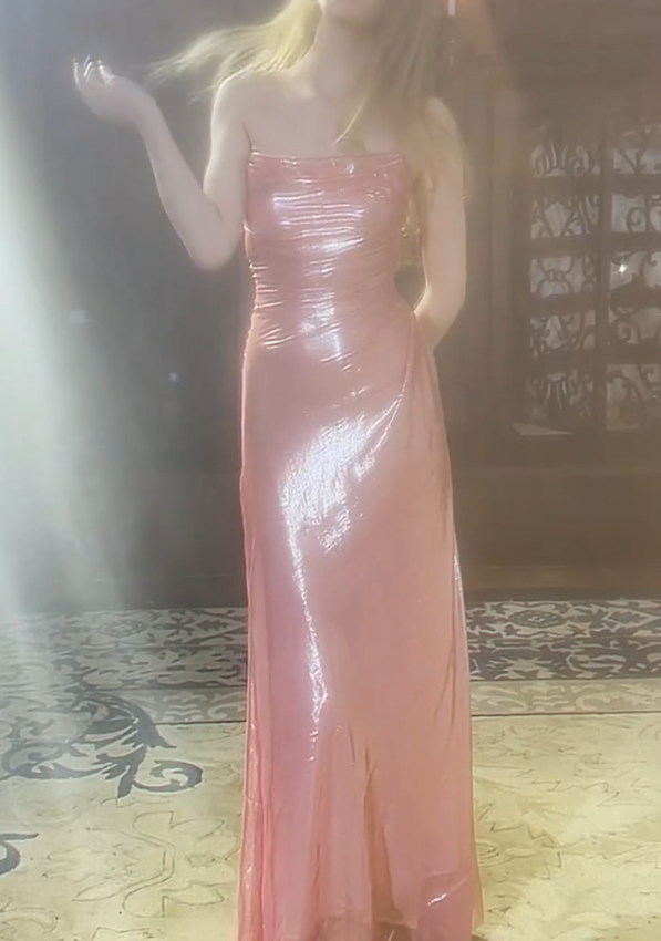 Alluring Strapless Prom Dress Pink Sheath Evening Dress GG7299