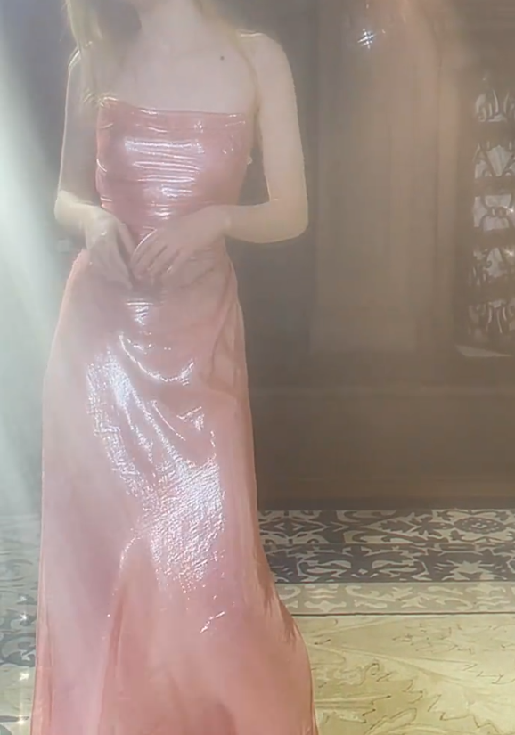 Alluring Strapless Prom Dress Pink Sheath Evening Dress GG7299