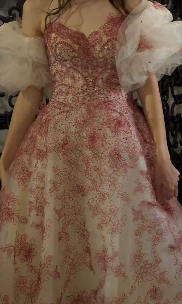 Alluring Off-Shoulder Red Prom Dress Appliques Tulle A-Line Evening Dress GG7309