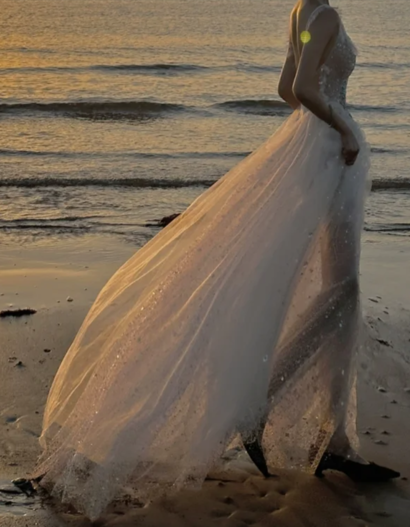 Sparkling Spaghetti Straps Prom Dress Sequins Tulle Mermaid Evening Dress GG7313