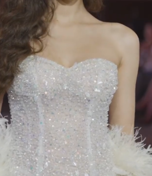 Lustrous Spaghetti Straps White Prom Dress Sequins Ruffles Mermaid Evening Dress GG7314
