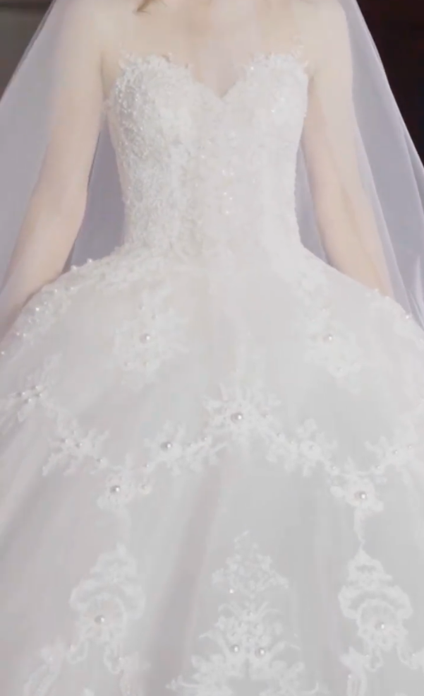 Trendy Strapless Appliques Wedding Dress Beads A-Line Bridal Dress GG7316
