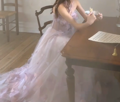 Dreamy Halter Neck Tulle Prom Dress Pink Appliques A-Line Evening Dress GG7325
