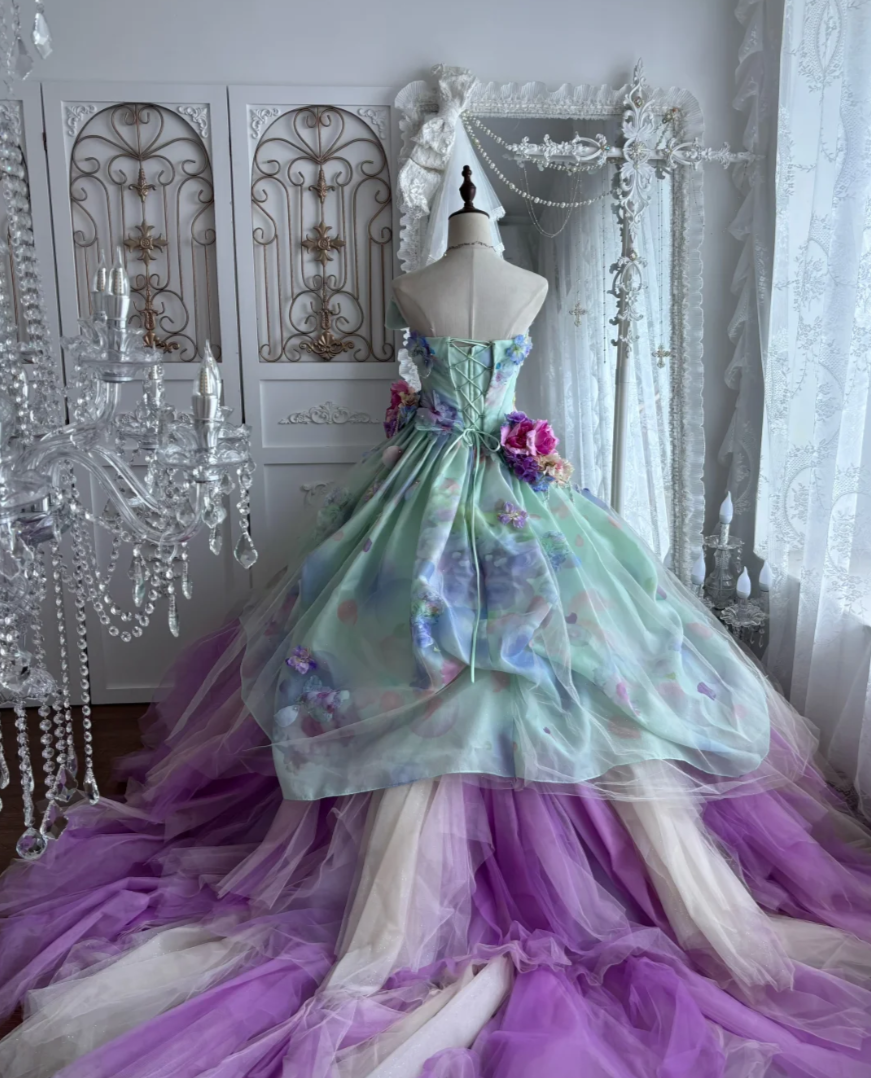 Vibrant Strapless Purple Prom Dress Appliques Beaded A-Line Evening Dress GG7341
