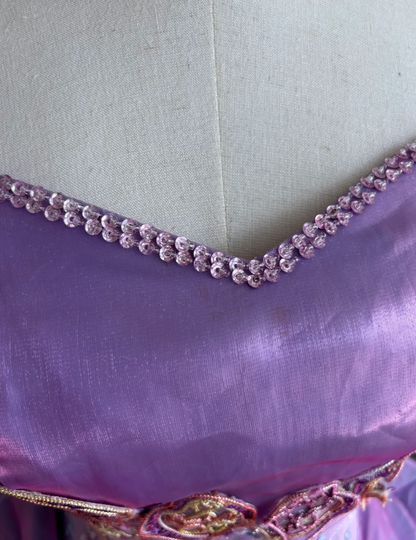 Vintage Spaghetti Straps Purple Prom Dress Sequins Appliques Tulle A-Line Evening Dress GG7346