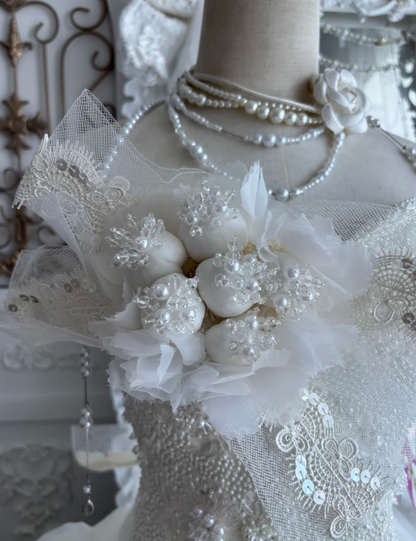 Luxury Strapless Beaded Wedding Dress Appliques Sequins A-Line Bridal Dress GG7366