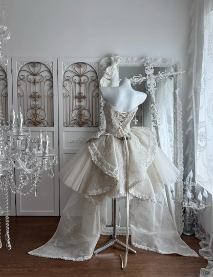 Gorgeous Strapless White Homecoming Dress Sequins Beaded A-Line Birthday Dress GG7401