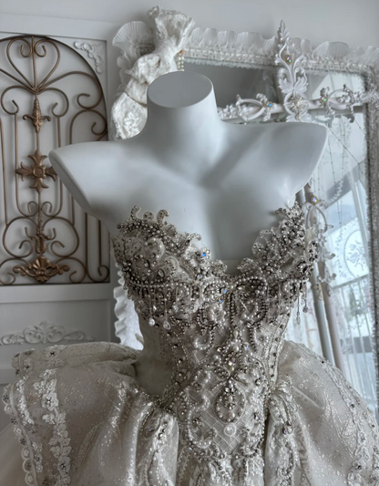 Gorgeous Strapless White Homecoming Dress Sequins Beaded A-Line Birthday Dress GG7401