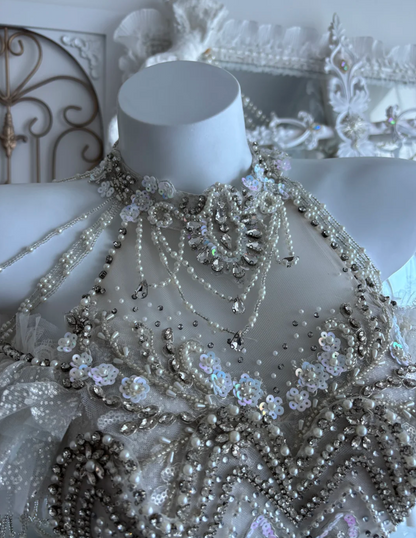 Exquisite Halter Neck Tulle Homecoming Dress Sequins Beaded A-Line Birthday Dress GG7410