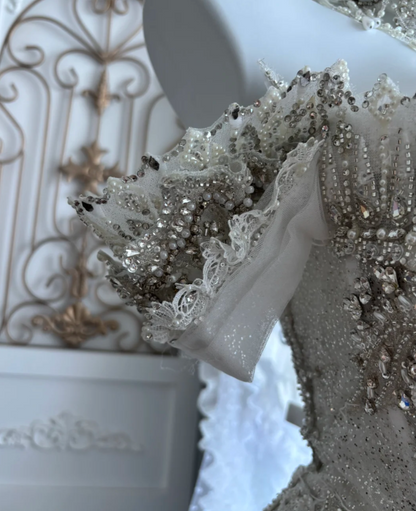 Glittering Off-Shoulder Wedding Dress Beading Mermaid Bridal Dress GG7415