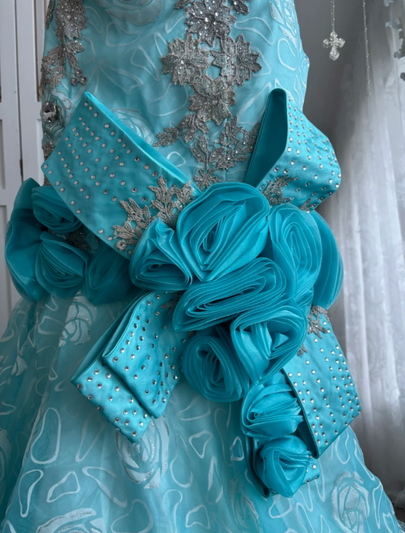 Classical Spaghetti Straps Green Prom Dress Appliques Sequins Mermaid Evening Dress GG7420