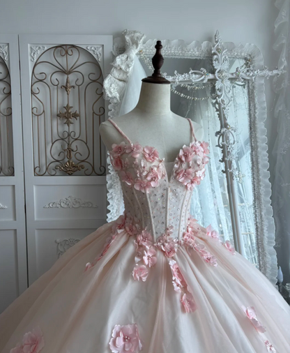 Dreamy Spaghetti Straps Prom Dress Appliques Beads Tulle A-Line Evening Dress GG7441