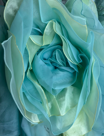 Trendy Strapless Green Prom Dress Handmade Flowers Sequins A-Line Evening Dress GG7443