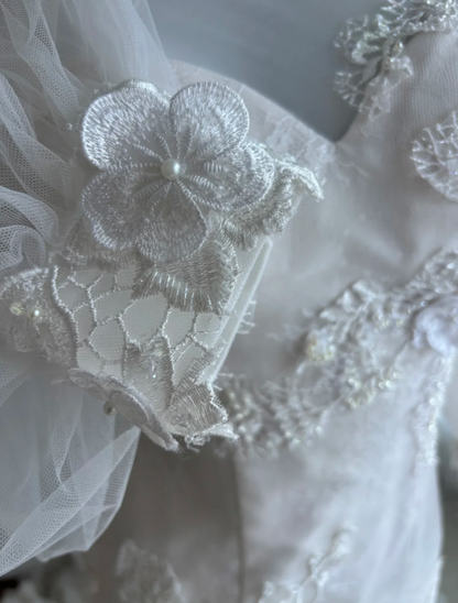 Lovely High Collar Appliques Wedding Dress Long Sleeve Mermaid Bridal Dress GG7445