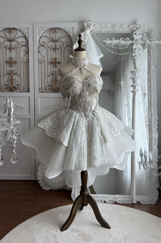 Exquisite Off-Shoulder Homecoming Dress White Beading A-Line Birthday Dress GG7456
