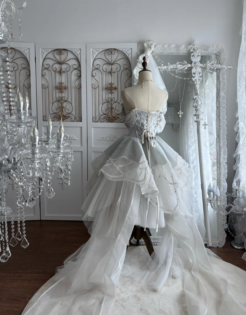 Sparkling Off-Shoulder Homecoming Dress Silver Beading A-Line Birthday Dress GG7460