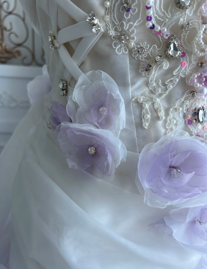 Ethereal Off-Shoulder Purple Prom Dress Beading Appliques A-Line Evening Dress GG7461