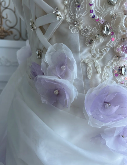 Ethereal Off-Shoulder Purple Prom Dress Beading Appliques A-Line Evening Dress GG7461