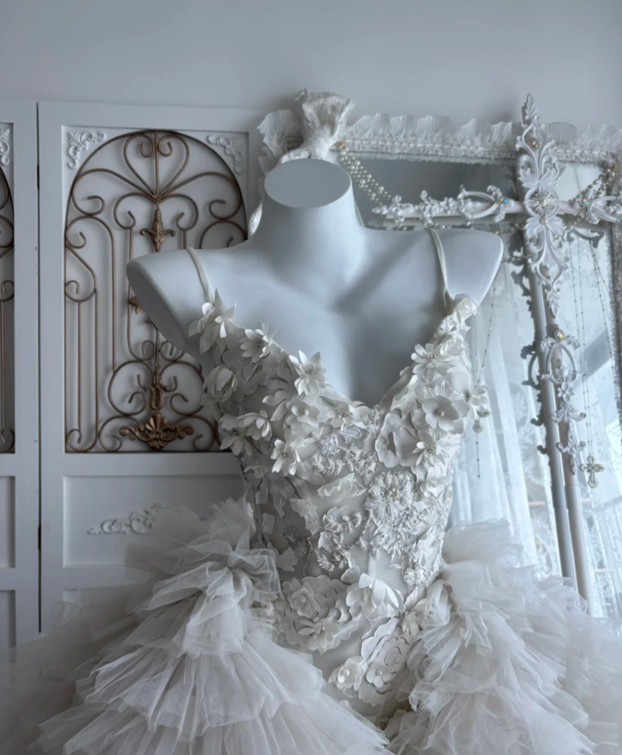 Alluring Spaghetti Straps Homecoming Dress White Appliques A-Line Birthday Dress GG7467