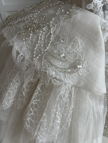 Romantic Off-Shoulder Homecoming Dress White Beading Tulle A-Line Birthday Dress GG7470