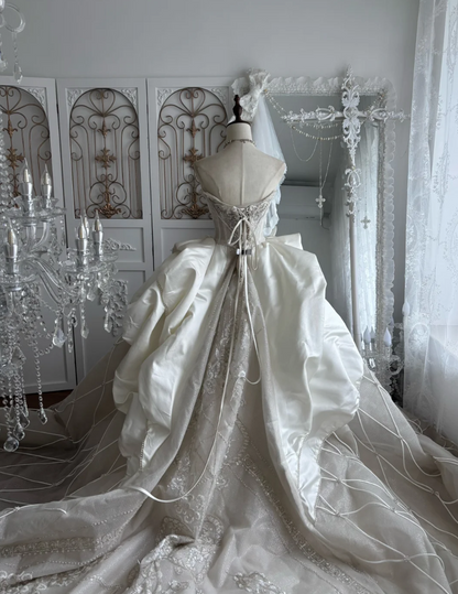 Luxurious Strapless Beading Wedding Dress Sequins A-Line Bridal Dress GG7472