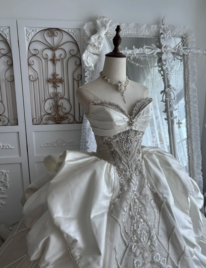 Luxurious Strapless Beading Wedding Dress Sequins A-Line Bridal Dress GG7472