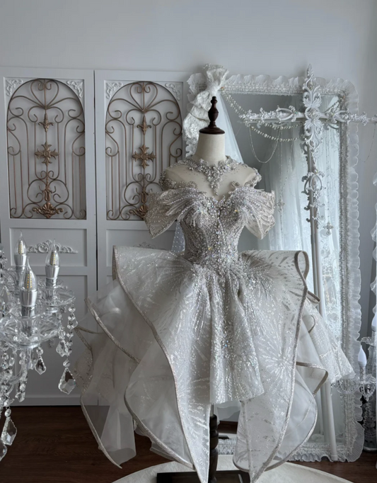Elegant Off-Shoulder Homecoming Dress White Beading A-Line Birthday Dress GG7473