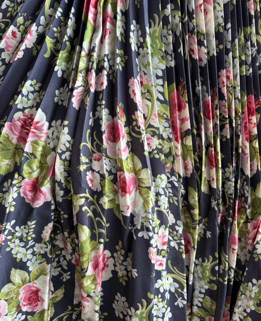 Vintage Strapless Floral Prom Dress Black Beads A-Line Evening Dress GG7478