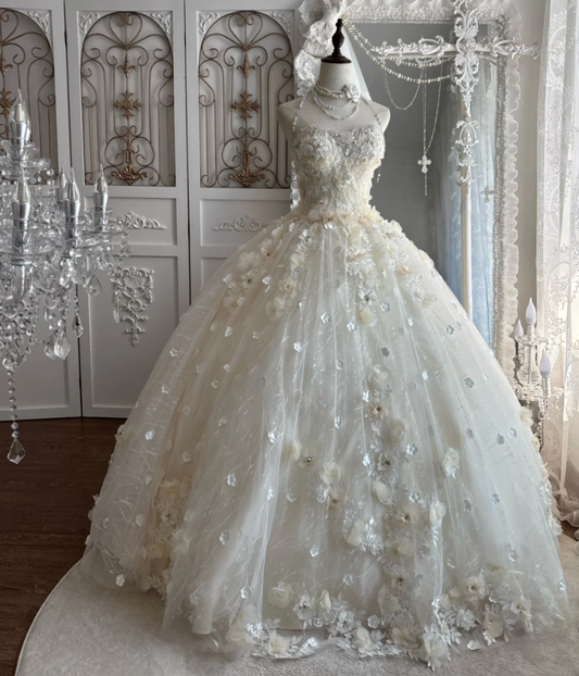 Attractive Strapless Beading Wedding Dress Appliques A-Line Bridal Dress GG7509