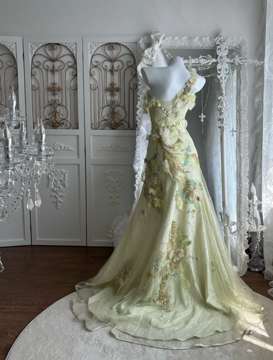 Beautiful One Shoulder Yellow Prom Dress Appliques Sequins A-Line Evening Dress GG7516