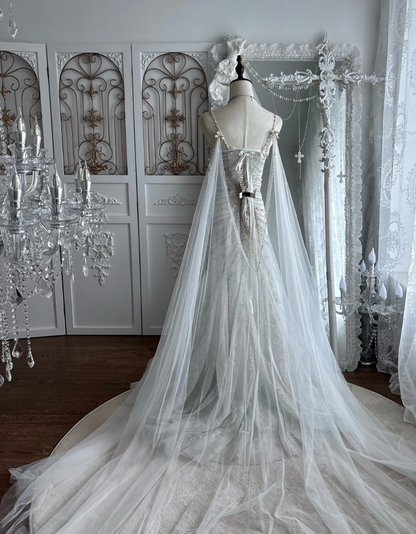 Luxurious Spaghetti Strap Wedding Dress Beading Sequins Mermaid Bridal Dress GG7529