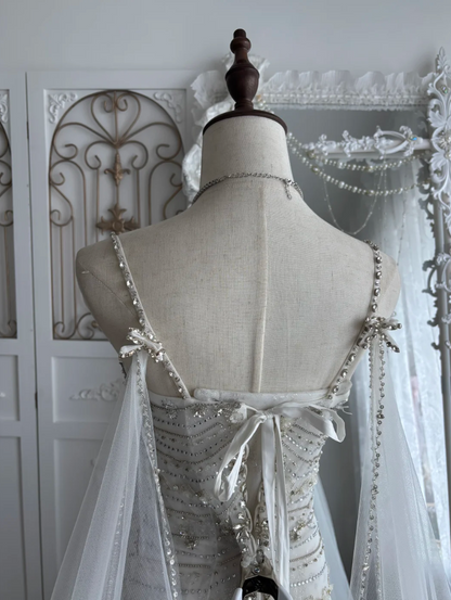 Luxurious Spaghetti Strap Wedding Dress Beading Sequins Mermaid Bridal Dress GG7529