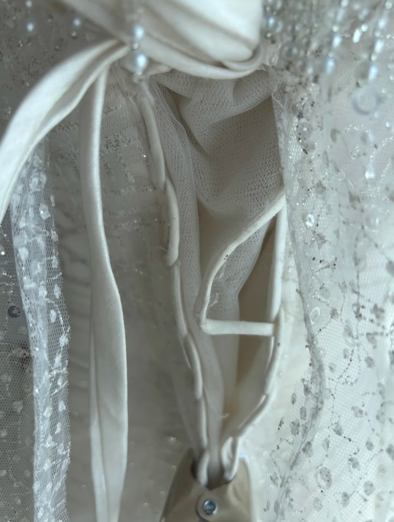 Ornate Strapless Beading Wedding Dress With Cape Tassel Mermaid Bridal Dress GG7534
