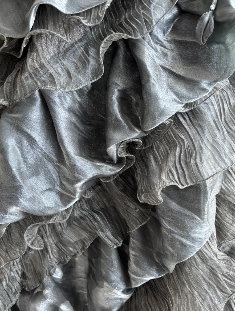 Gorgeous Sweetheart Neck Prom Dress Gray Ruffles Tulle A-Line Evening Dress GG7540