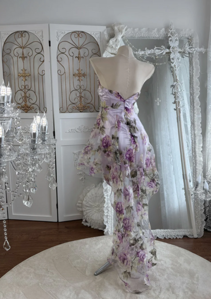 Trendy Sweetheart Beading Homecoming Dress Purple Floral A-Line Birthday Dress GG7552