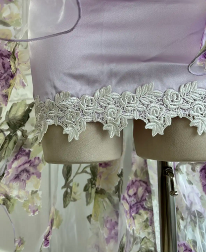 Trendy Sweetheart Beading Homecoming Dress Purple Floral A-Line Birthday Dress GG7552