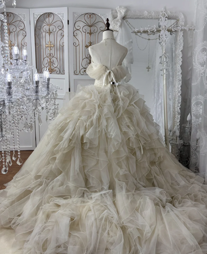 Adorable Off-Shoulder Wedding Dress Sequins Tulle A-Line Bridal Dress GG7555
