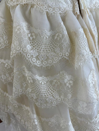Classical Strapless Ivory Homecoming Dress Floral Tiered Lace A-Line Birthday Dress GG7558