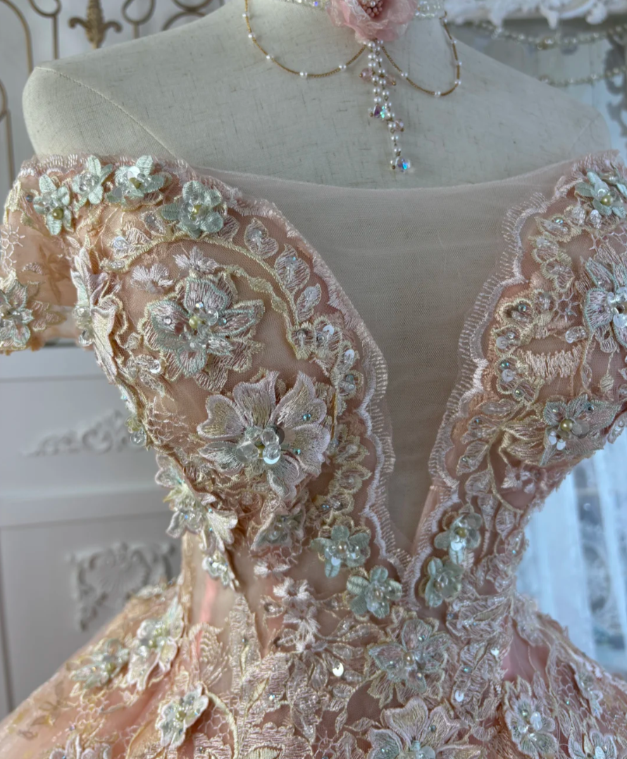 Adorable Off-Shoulder Pink Prom Dress Appliques Sequins A-Line Evening Dress GG7569