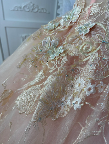 Adorable Off-Shoulder Pink Prom Dress Appliques Sequins A-Line Evening Dress GG7569