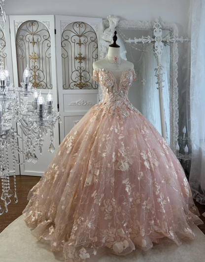 Adorable Off-Shoulder Pink Prom Dress Appliques Sequins A-Line Evening Dress GG7569