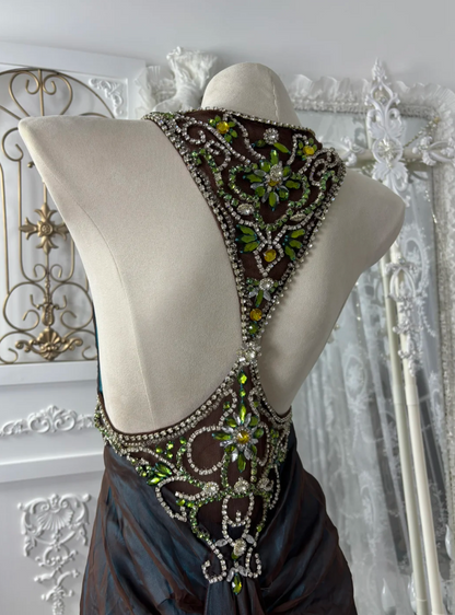 Charming V Neck Prom Dress Black Beading Mermaid Evening Dress GG7571