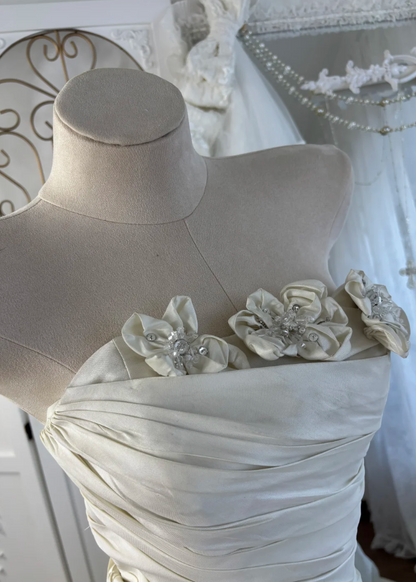 Classical Strapless Wedding Dress Sequins Flowers Mermaid Bridal Dress GG7578