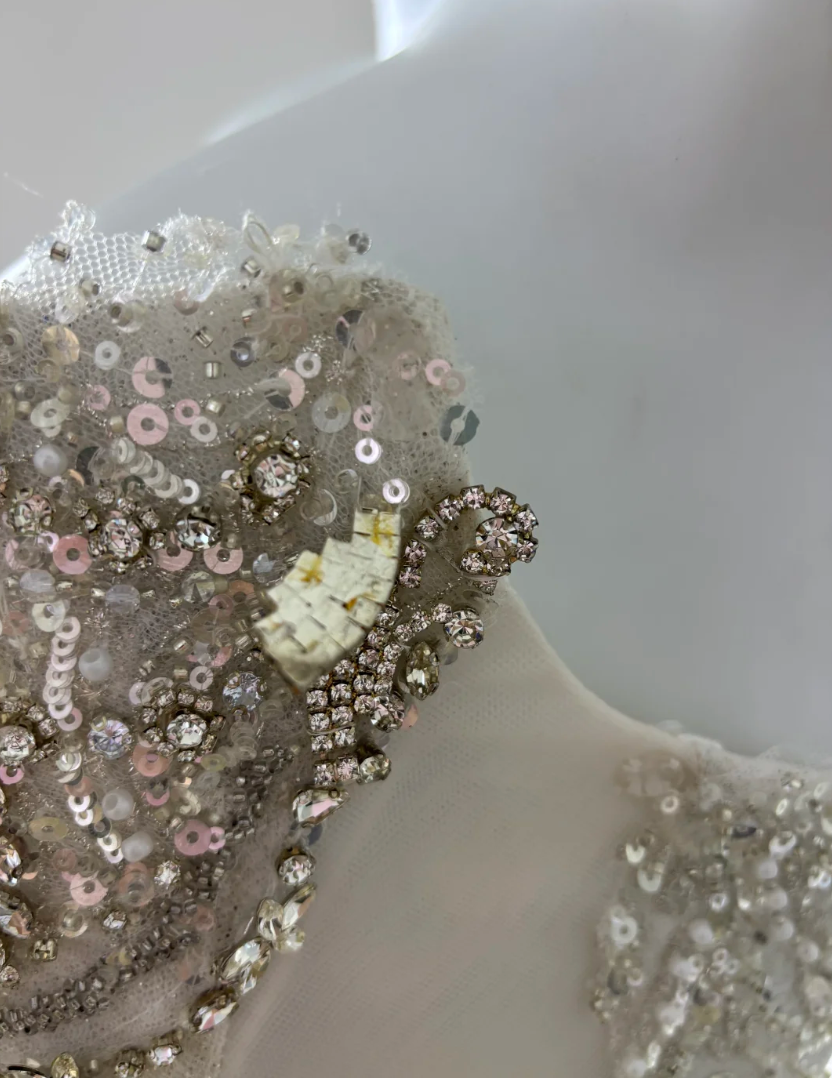 Elegant Strapless Beading Wedding Dress Sequins Tulle Mermaid Bridal Dress GG7589