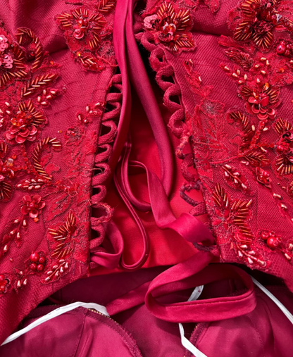 Alluring Strapless Red Homecoming Dress Sequins A-Line Birthday Dress GG7597