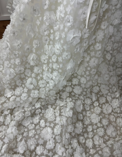 Graceful Strapless Ruffles Wedding Dress Appliques Sequins Mermaid Bridal Dress GG7598