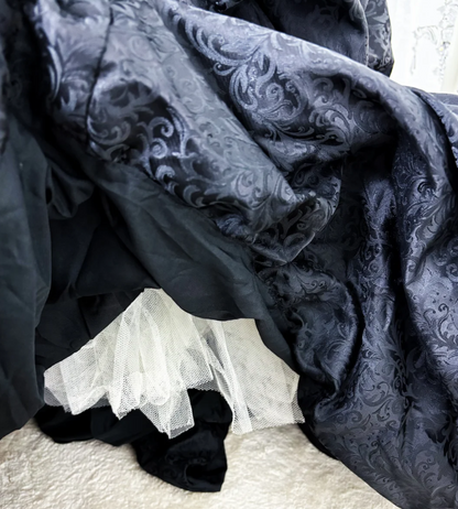 Gothic Strapless Black Prom Dress Sequins Ruffles A-Line Evening Dress GG7604