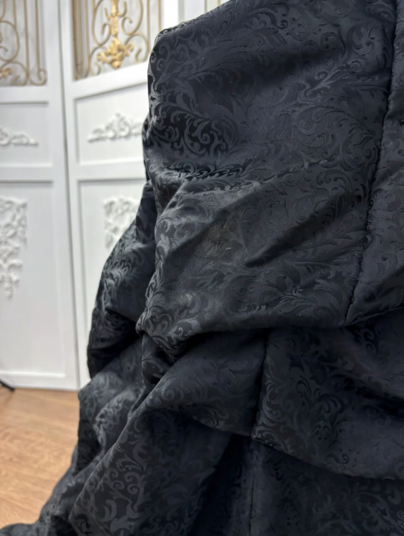 Gothic Strapless Black Prom Dress Sequins Ruffles A-Line Evening Dress GG7604