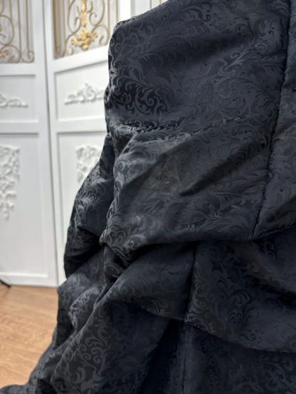 Gothic Strapless Black Prom Dress Sequins Ruffles A-Line Evening Dress GG7604